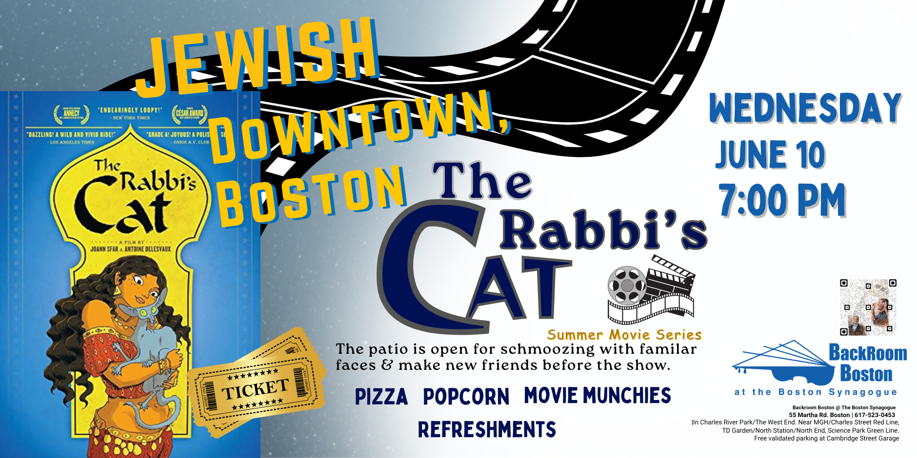Jewish downtown, Boston Summer Movie Series at The Boston Synagogue